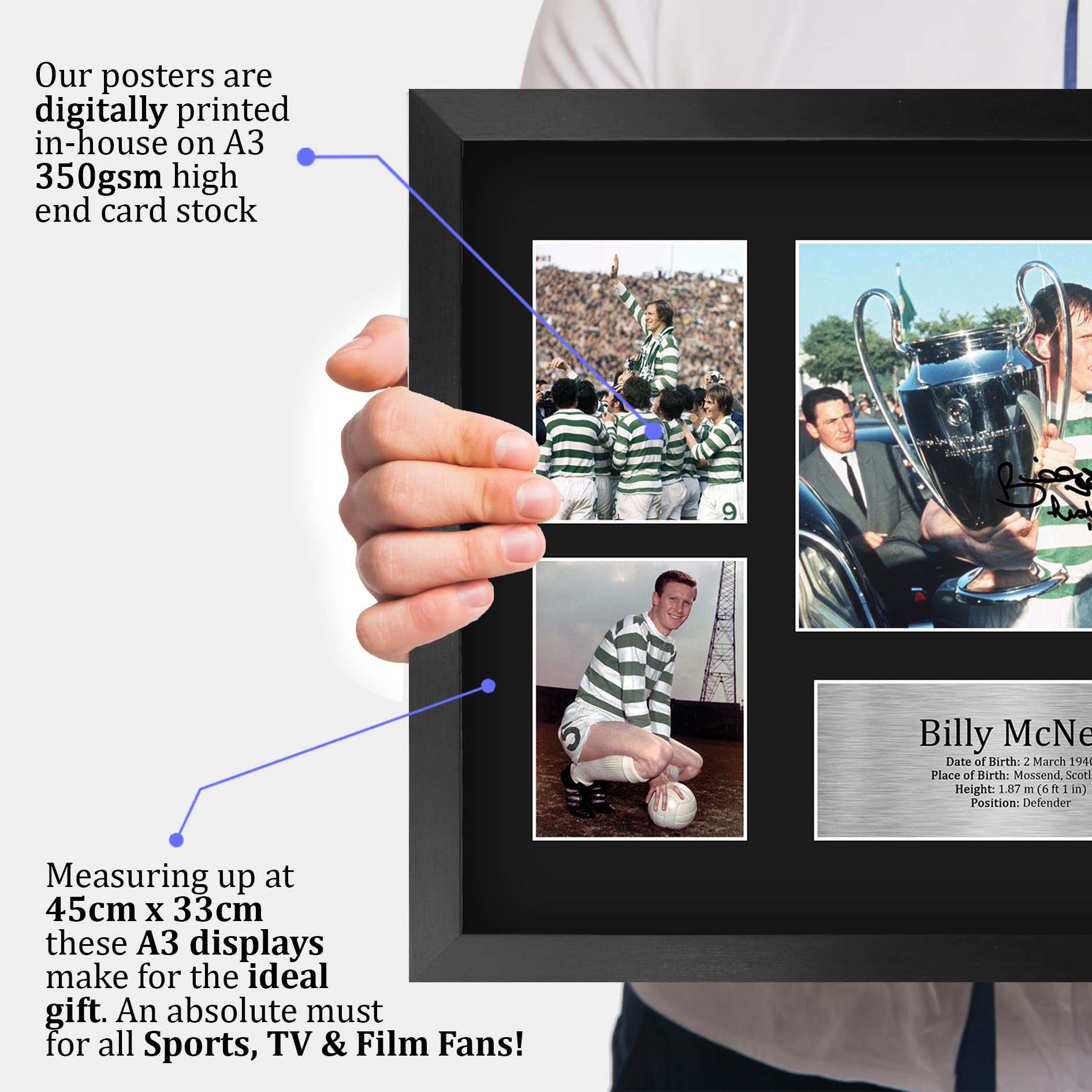 HWC Trading FR A3 Billy McNeill Celtic Printed Memorabilia Signed Autograph Photograph Display for Football Fans and Supporters - Image 3