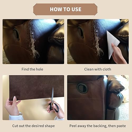 Miniatura 6 de ONine Cinta de reparación de cuero grande, parche de reparación de cuero, parche autoadhesivo de 16 x 60 pulgadas, impermeable, resistente al