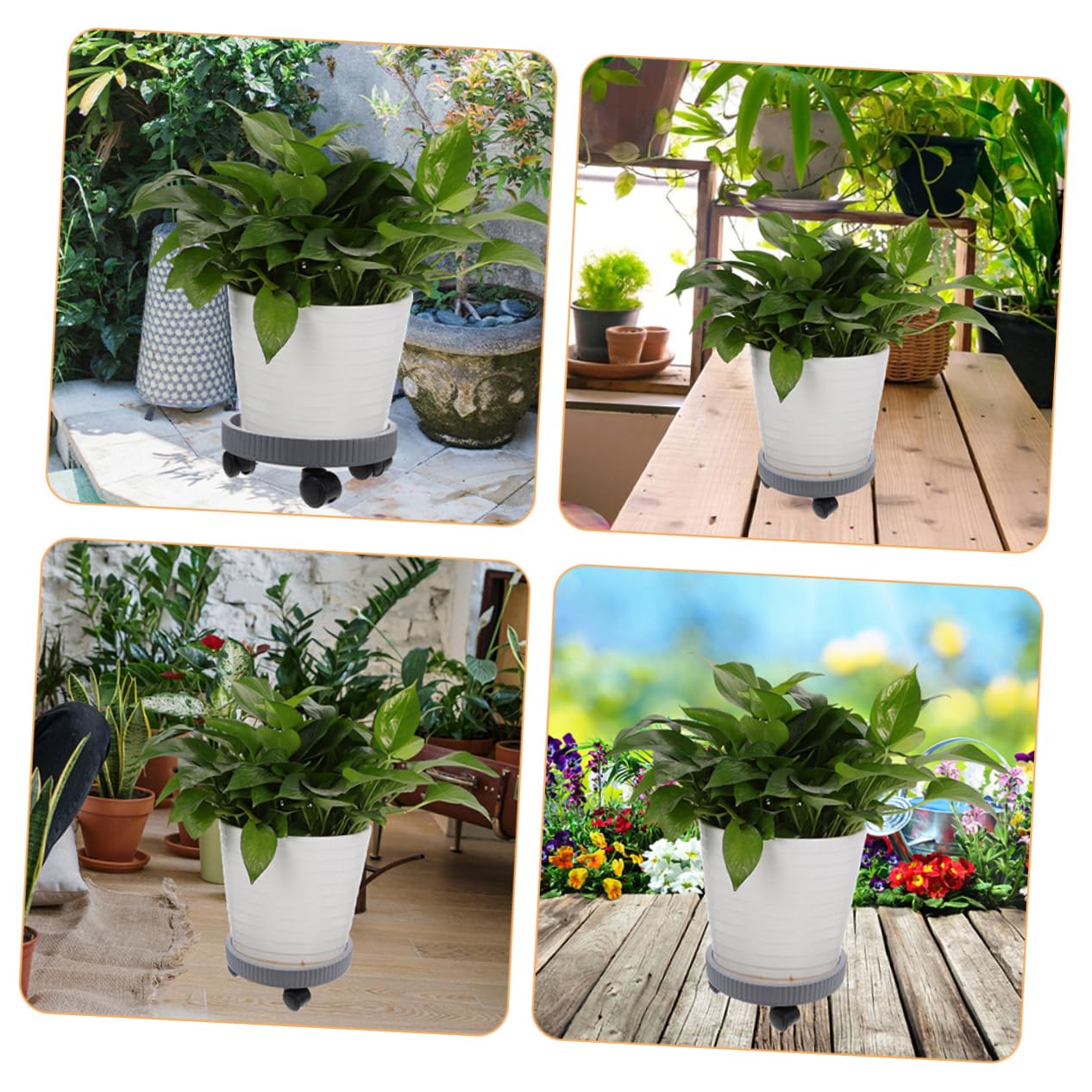 Kisangel Blumentopf-Untersetzer Mit Rollen – Quadratischer Pflanzenroller 23x23 Cm, Grau