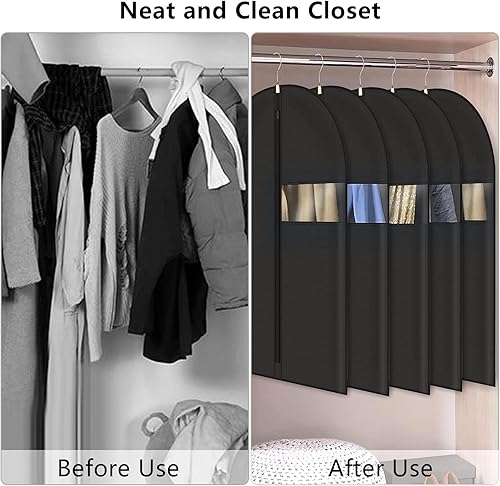 Miniatura 4 de GoodtoU Fundas de traje, bolsas de ropa negras para viajes, 12 paquetes de bolsas de vestir para almacenamiento en el armario, bolsas de ropa de