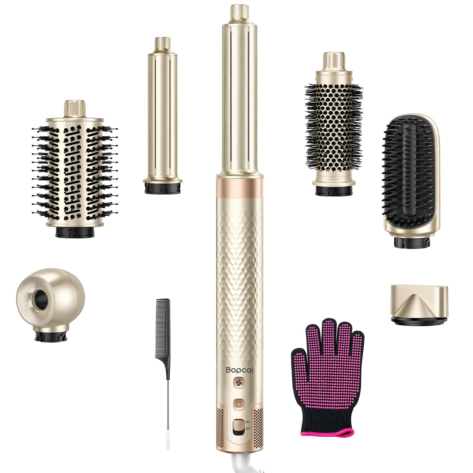 Bopcal Hair Styler 7 in 1, Phon Capelli Ionico, Arricciacapelli ZCY892-B