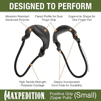 Maxpedition Small Zipper Pulls (6 Pack), Black