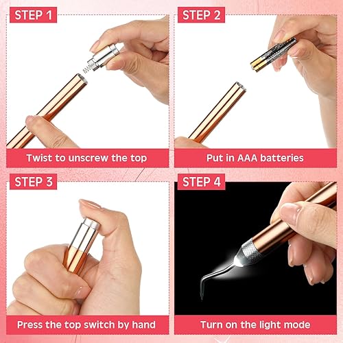 Miniatura 3 de Therwen Juego de 7 herramientas de deshierbe LED para vinilo con gancho de alfiler de luz, bolígrafo retráctil y pinzas para quitar papel de vinilo