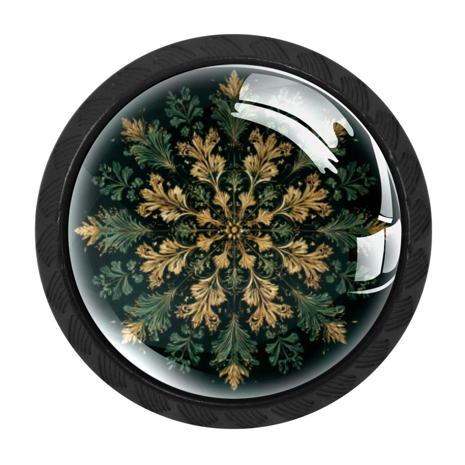 Chenzzzz Multicolored 03 4 Pack Black Dark Green Christmas Golden Snowflake (2) Kitchen Handles, Cabinet Pulls Hardware For Cupboard Drawer Knobs Dresser Pulls