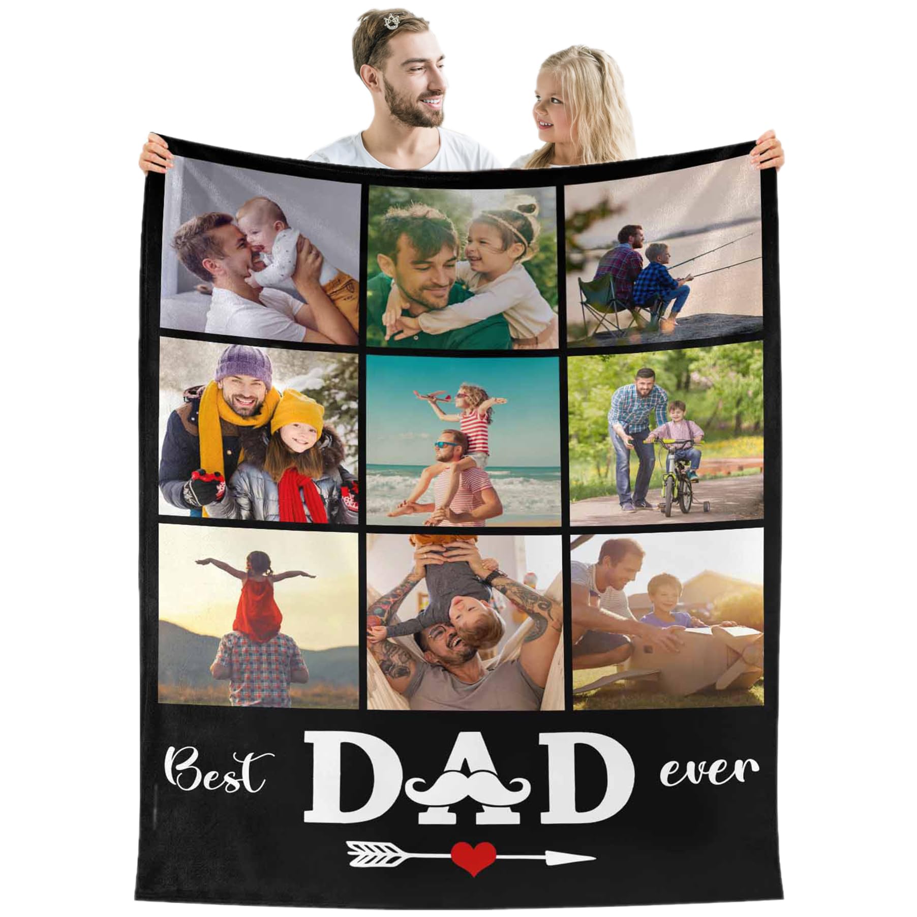 AOFUN Best Dad Blanket from Daughter Customized Gift Personalized Gifts for Dads from Son Best Dad Blanket Unique Birthday Gift for Husband, Men
