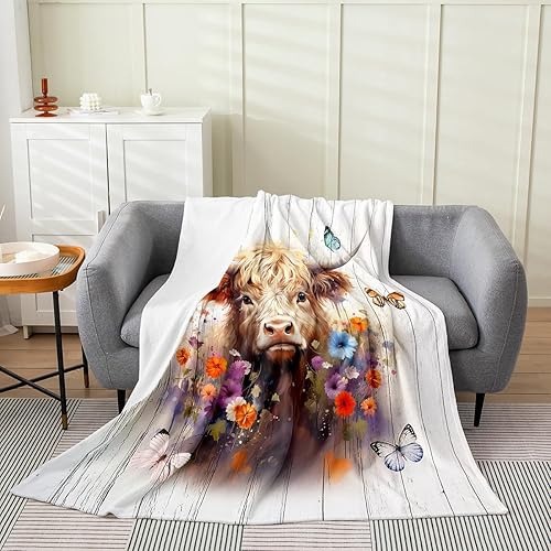 Miniatura 5 de Manta de vellón de mariposa, manta mullida de franela con flores rosas degradadas para cama, sofá, sillón durante todas las estaciones, estilo