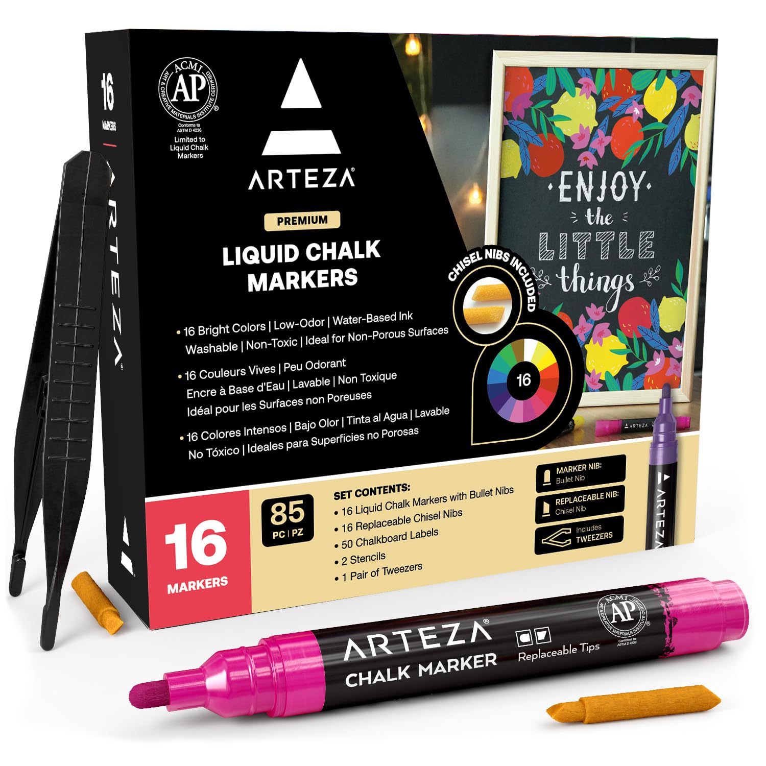 Amazon.com: ARTEZA Liquid Chalk Markers, Set of 16 Bright Colors