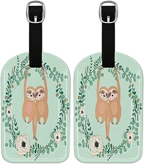 Etiqueta de bagagem PU Leahter para malas, bolsa de viagem de proteção de privacidade etiqueta etiqueta de bagagem de preguiça preguiçosa flores, bolsa de bagagem de viagem etiqueta etiqueta de identificação para mulheres homens