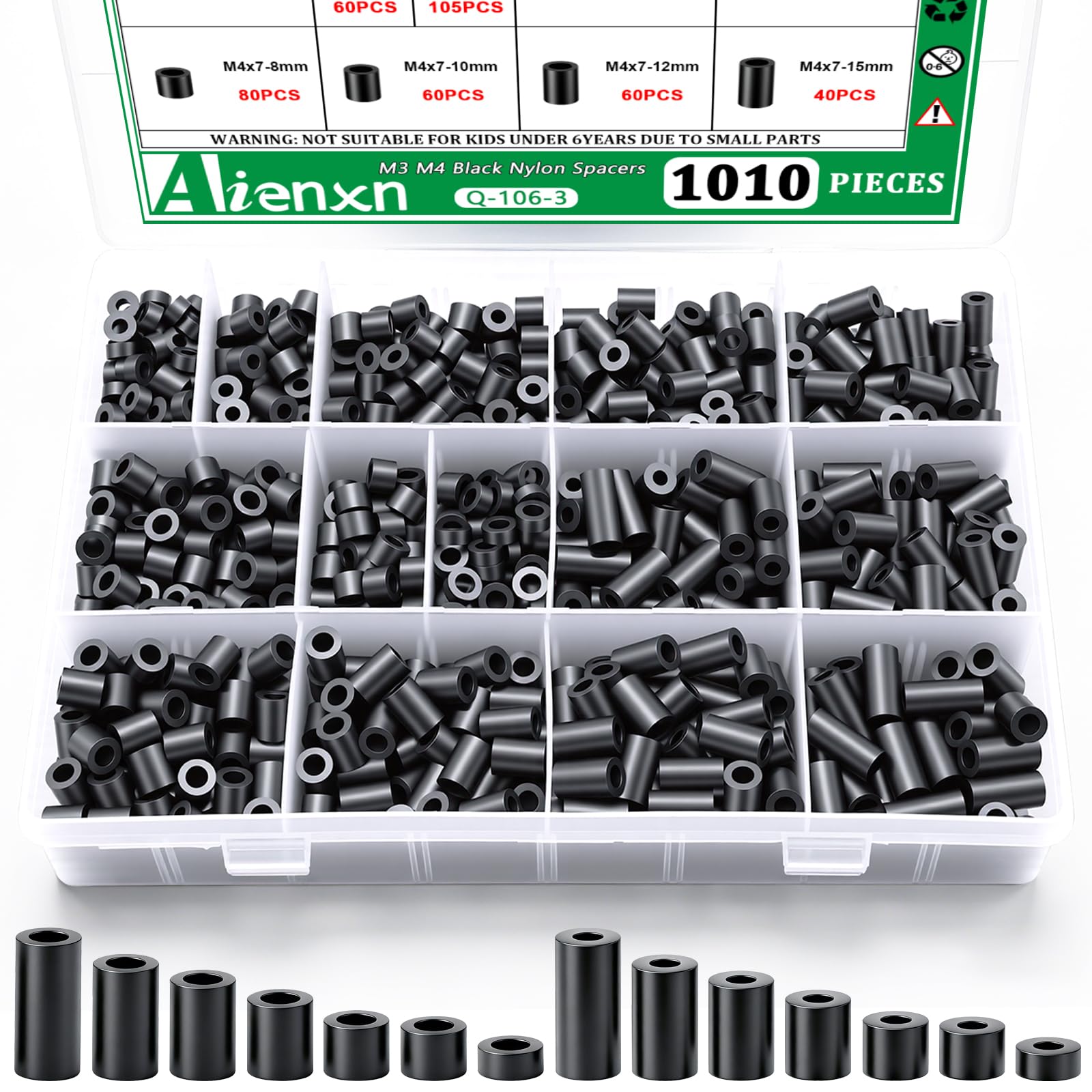 Motherboard Standoffs Kit - 410PCS Nylon Screws & Nuts -8
