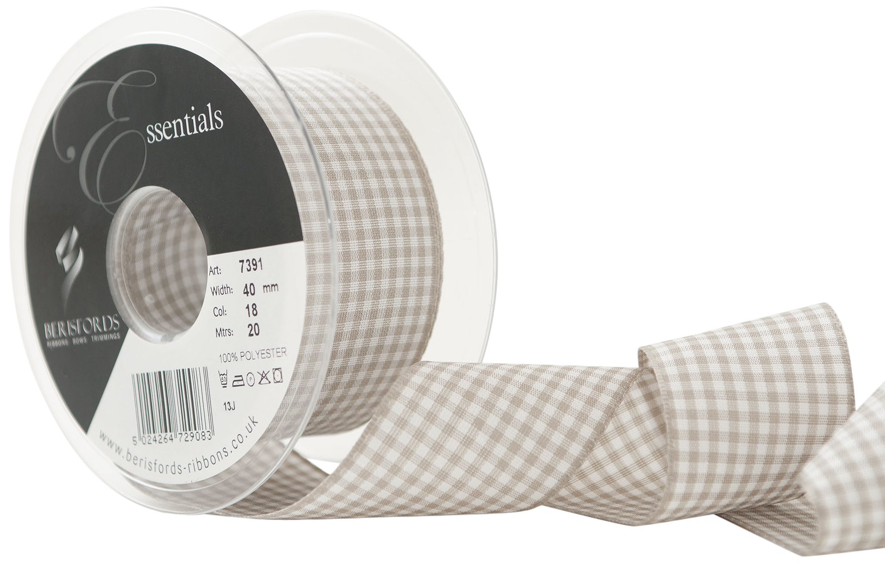 Berisfords 18 Steel Gingham Ribbon (Value Roll)