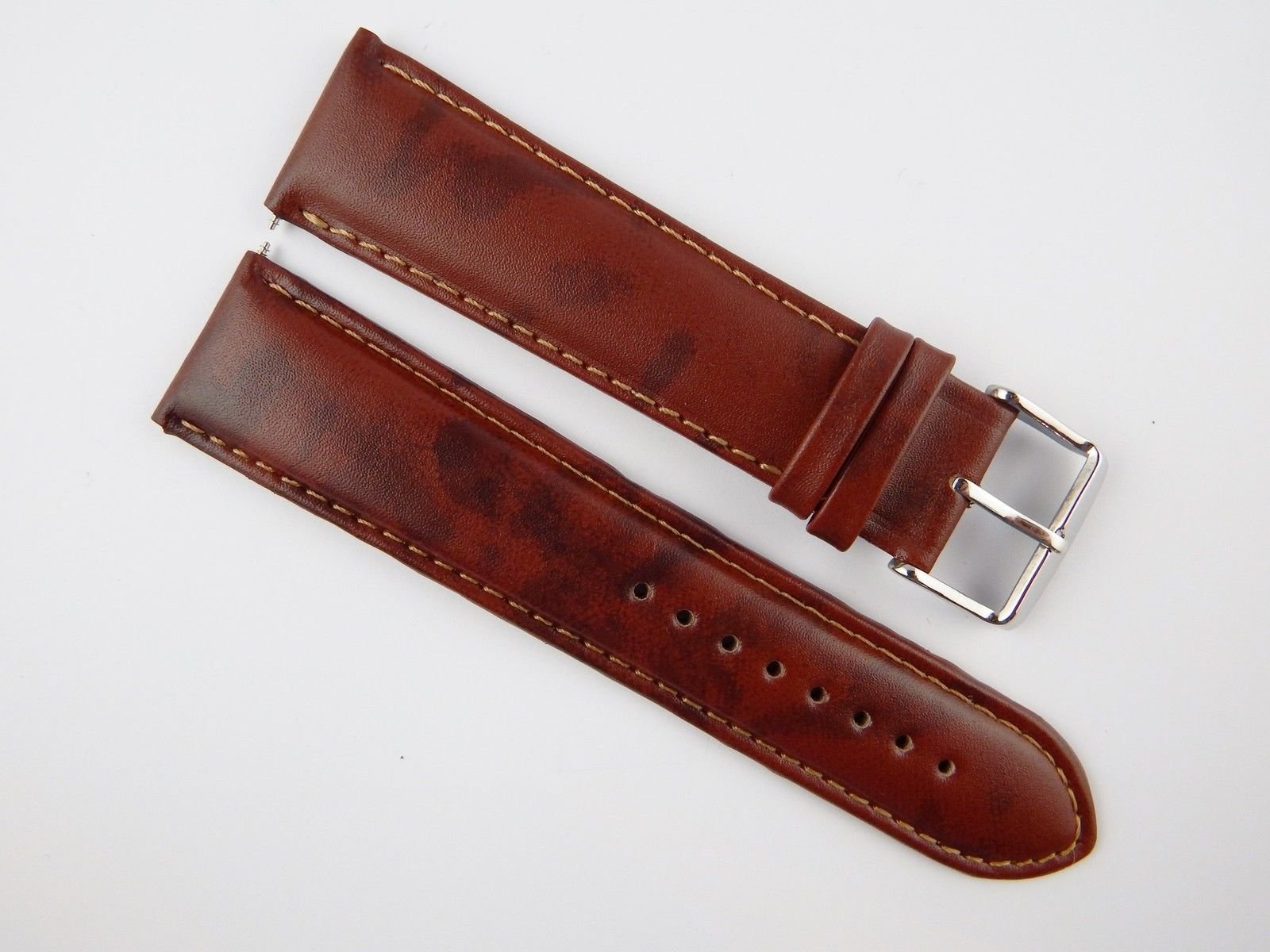 Jewellers Tools Grain 20Mm Extra Long Genuine English Calf Leather Watch Strap Padded Ss Buckle Xl Tan