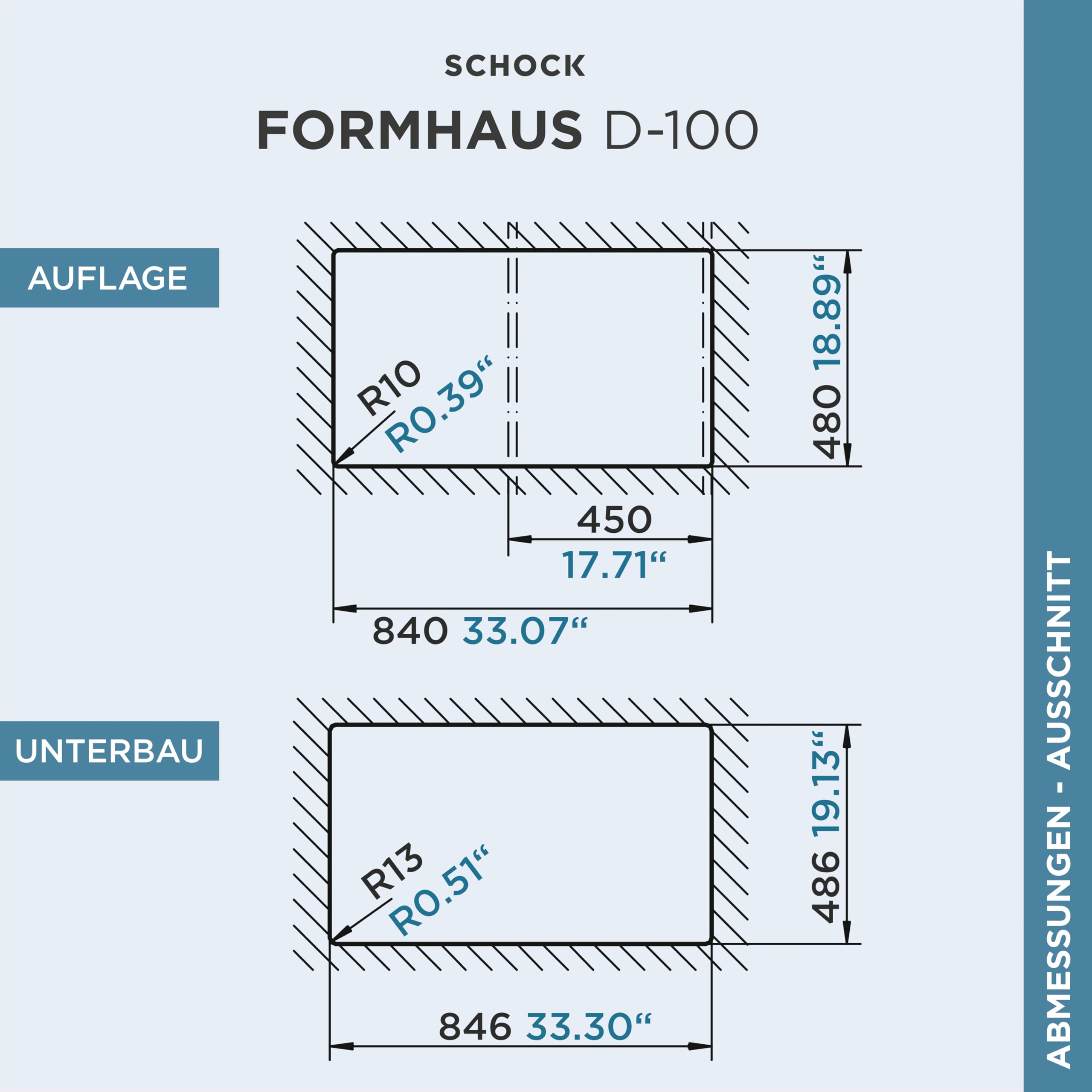 SCHOCK Küchenspüle Formhaus D-100 Asphalt 86x50 cm | Granitspüle aus CRISTALITE Grau mit Abtropffläche | Spüle für 45 cm Unterschrank | Reversible Einbauspüle | Langlebige Quarzkomposit-Oberfläche
