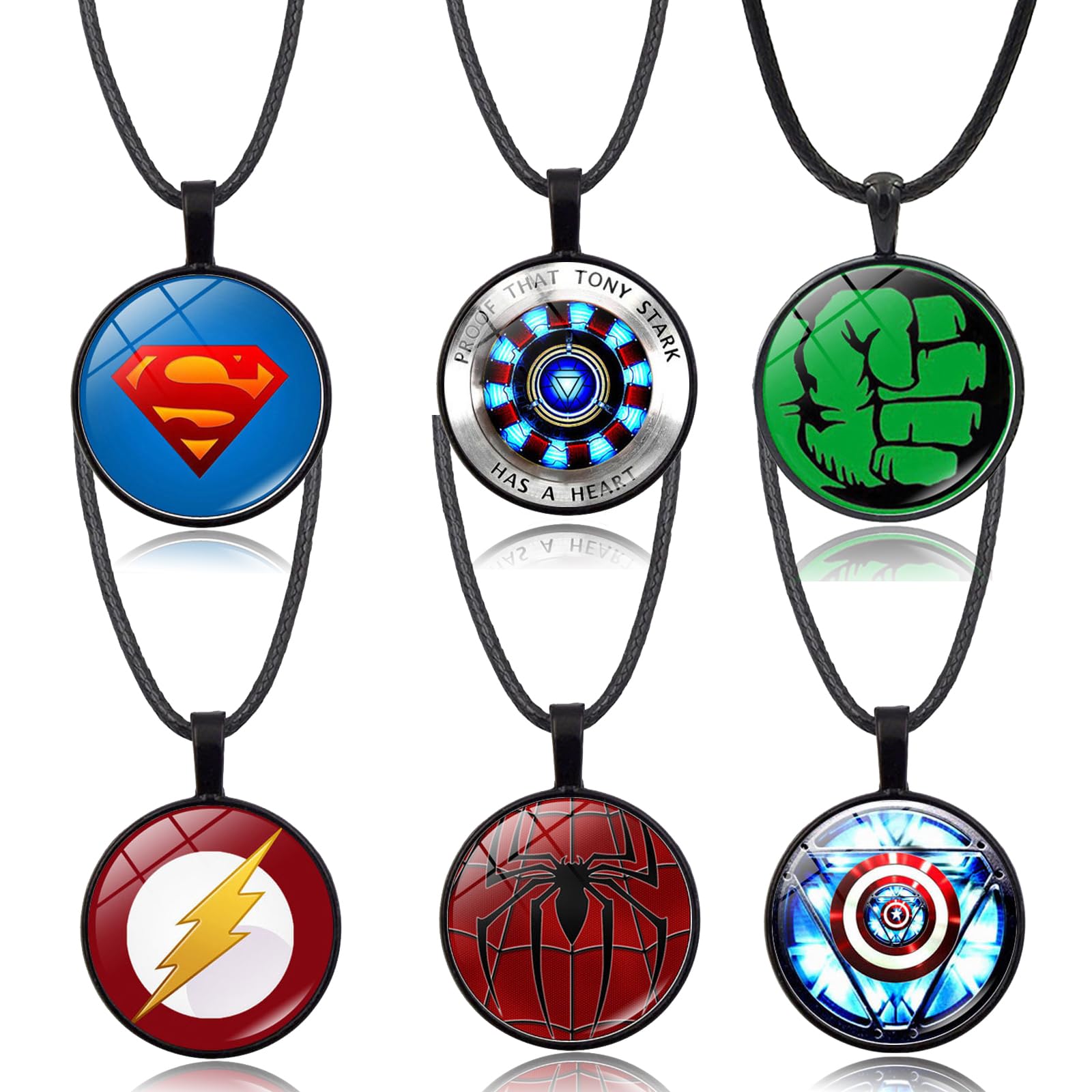 The Avengers Collana Superheroes Collares Collar con Colgante Accesorios 6pcs Anime Personaje Regalo Niños
