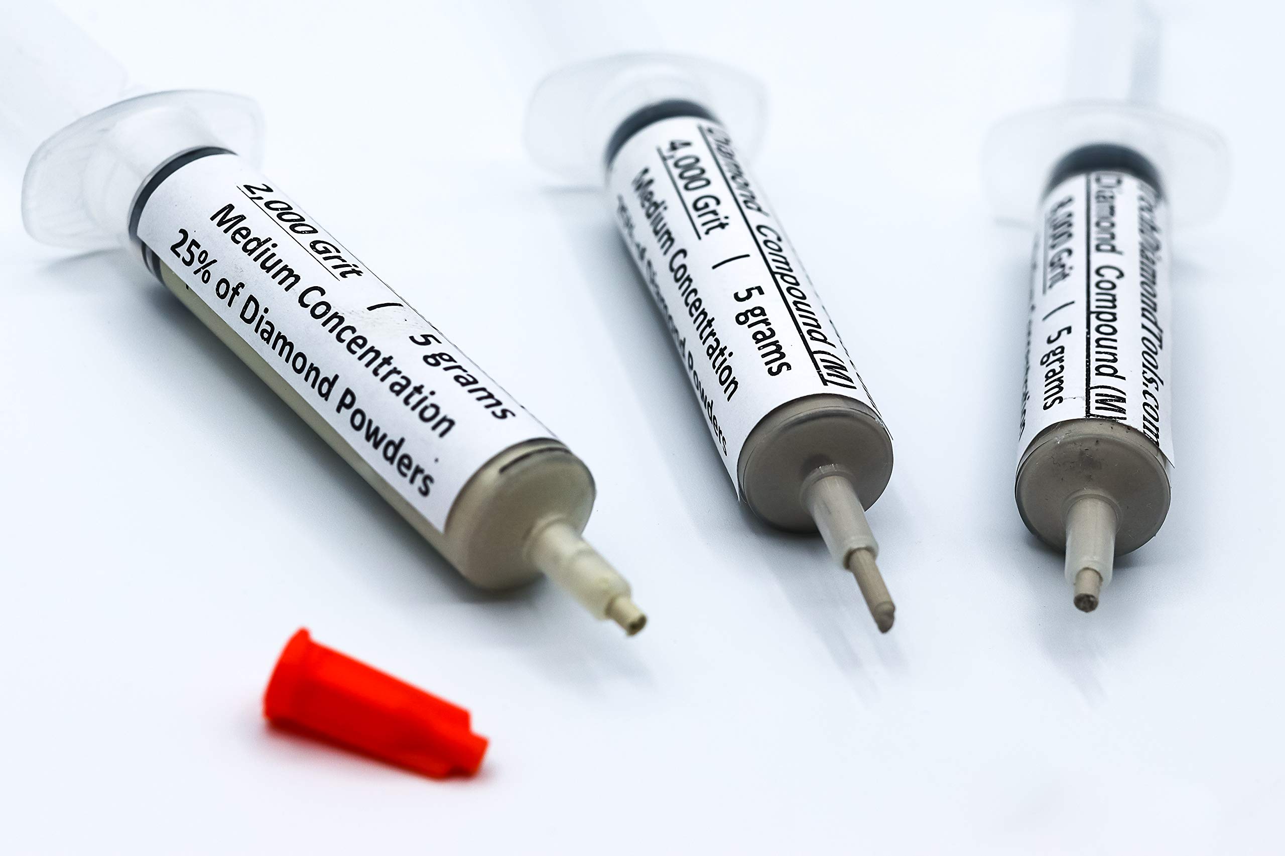TechDiamondTools Diamant-Polierpaste Set mit 3 Spritzen x 5 Gramm (M), Diamant-Poliermasse, Größen 2000 4000 8000 Mesh mit mittlerer – 25% Konzentration von Diamantpulver