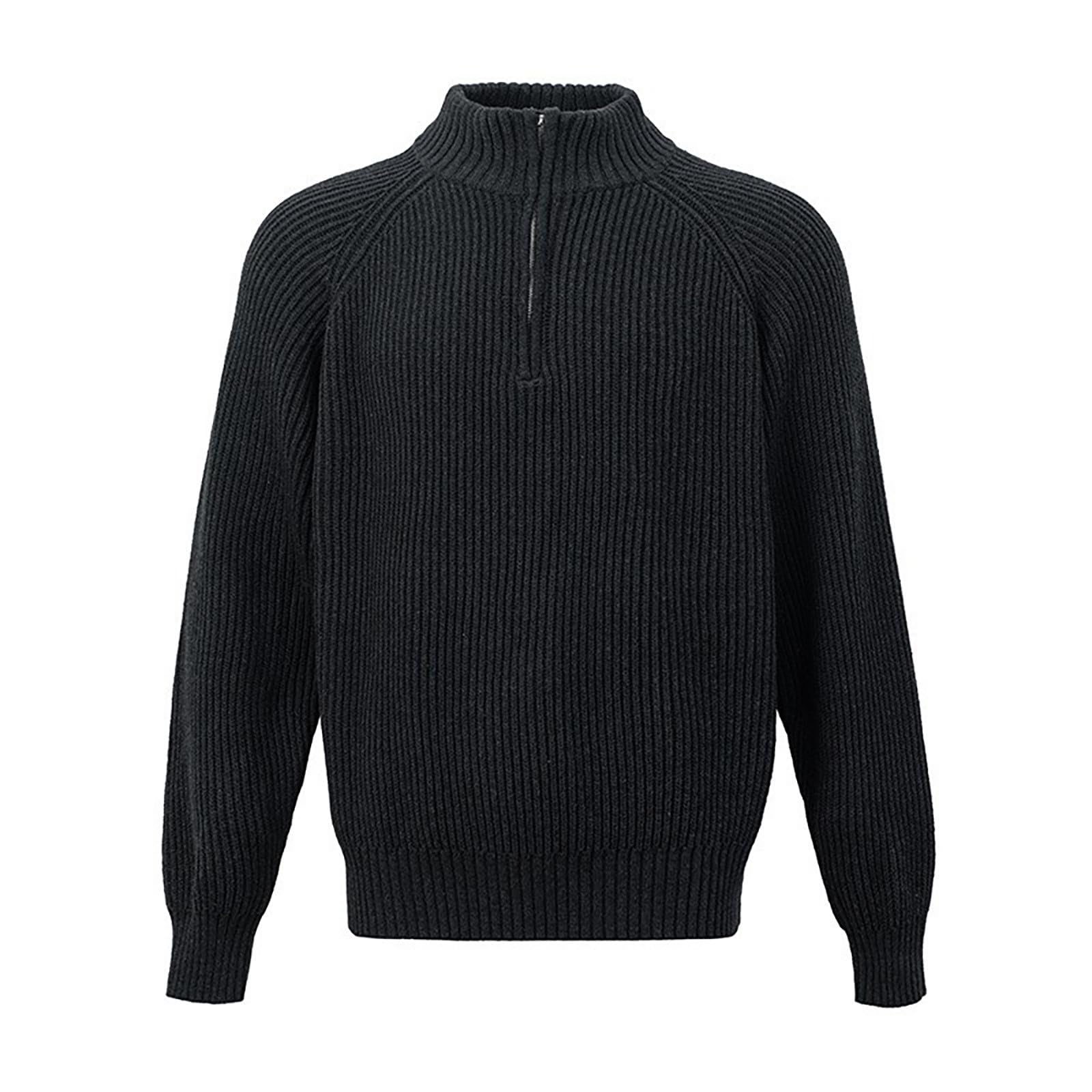 Generisch Jersey de invierno para hombre, color puro, cuello alto, cuello alto, cuello alto, cuello alto, cómodo, jersey de trabajo básico