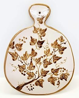 Sottopentola Tagliere Linea Edere Marroni Realizzato e dipinto a mano Le Ceramiche del Castello Made in Italy Pezzo Unico dimensioni 25,5 x 20 centimetri