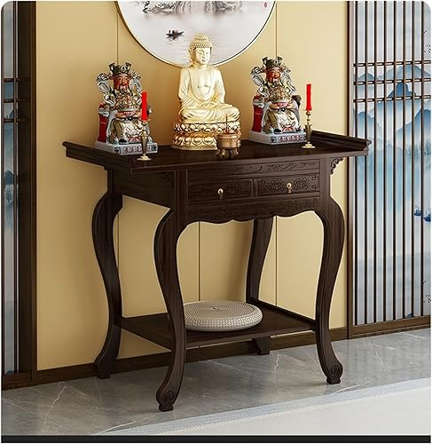 Miniatura 2 de Estante de altar de Buda Nueva mesa de oferta de estilo chino, Gabinete de porche de madera maciza, Nicho budista, Mesa de incienso, Hogar