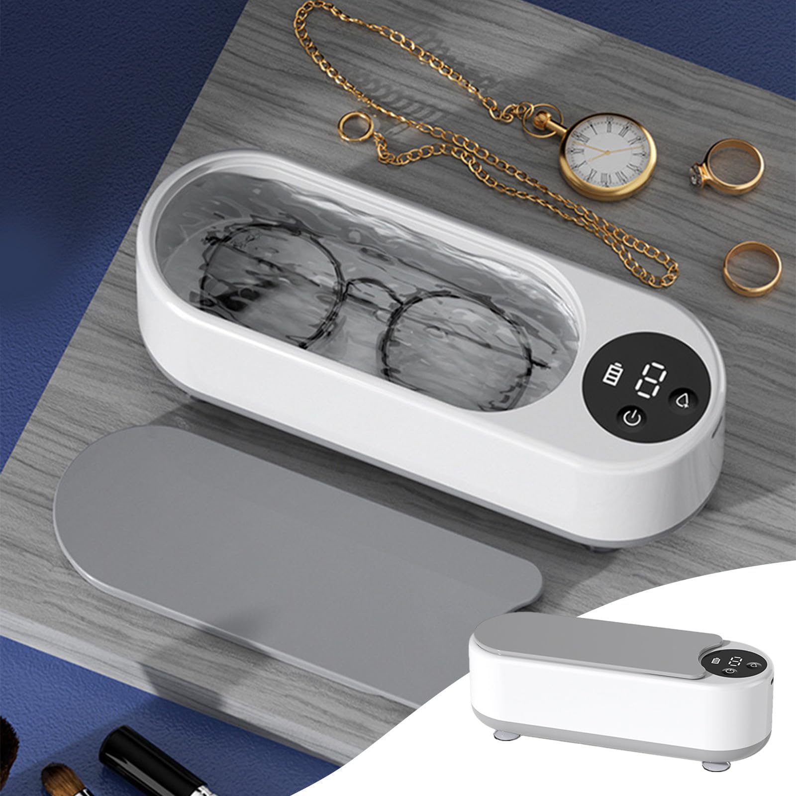 Limpiador de Joyas, máquina de Limpieza doméstica portátil de 45KzHz 450ML, Anillo Gafas Relojes dentadura limpia/706