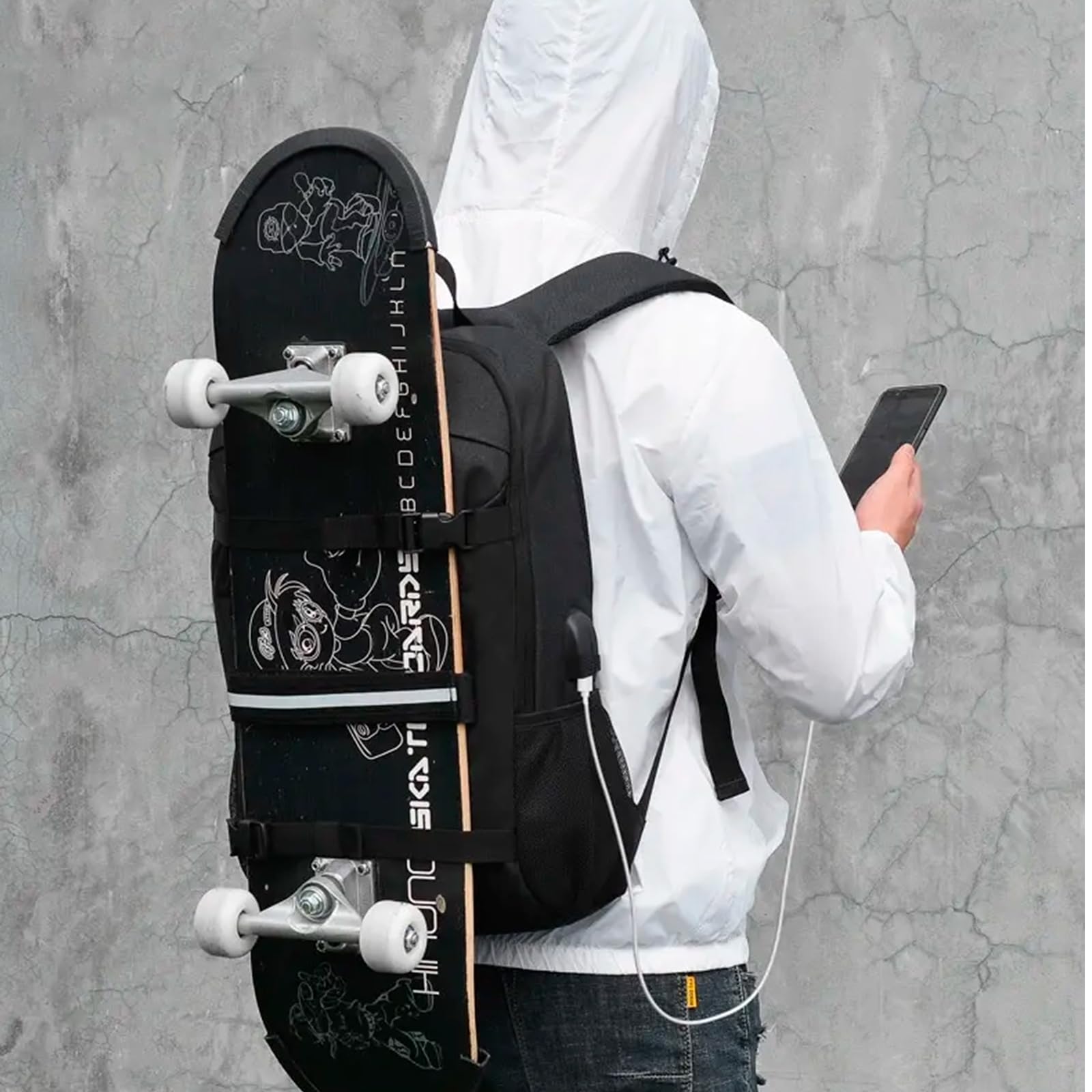 Bretelles de Skateboard Sac Bandoulière Réglable 79-138 cm Accessoires Transport Longboard