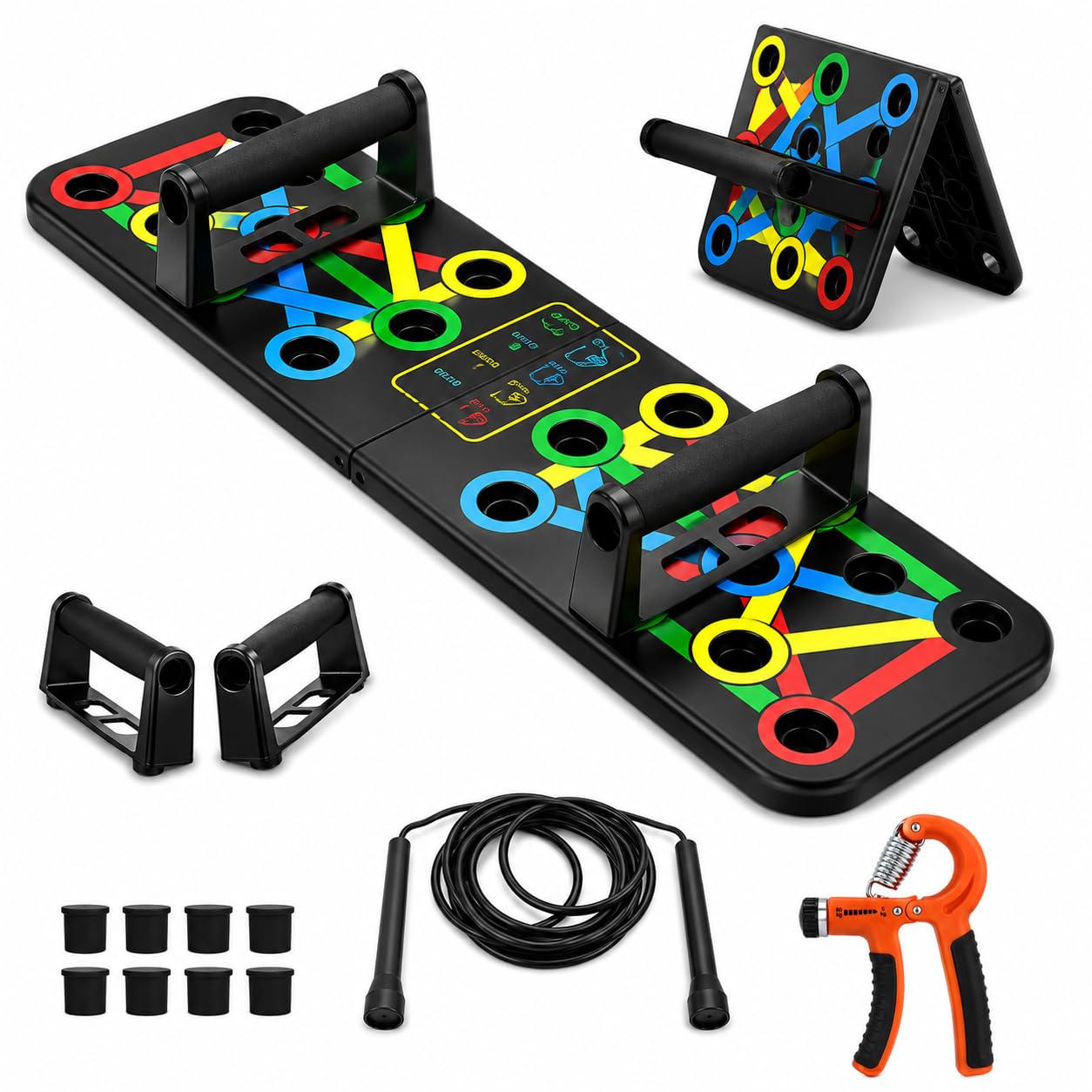 Push Up Board Multifunction Professional Push Up Board For Chest, Back, Shoulder, Triceps Foldable Push Up Bar Portable Home Gym Equipment For Men & Women - Black-image-16