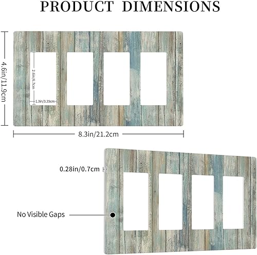 Miniatura 200 de Placa de pared dúplex de receptáculo de dispositivo de 1 gang de madera envejecida blanca gris con veta de tablón, cubierta de enchufe eléctrico de
