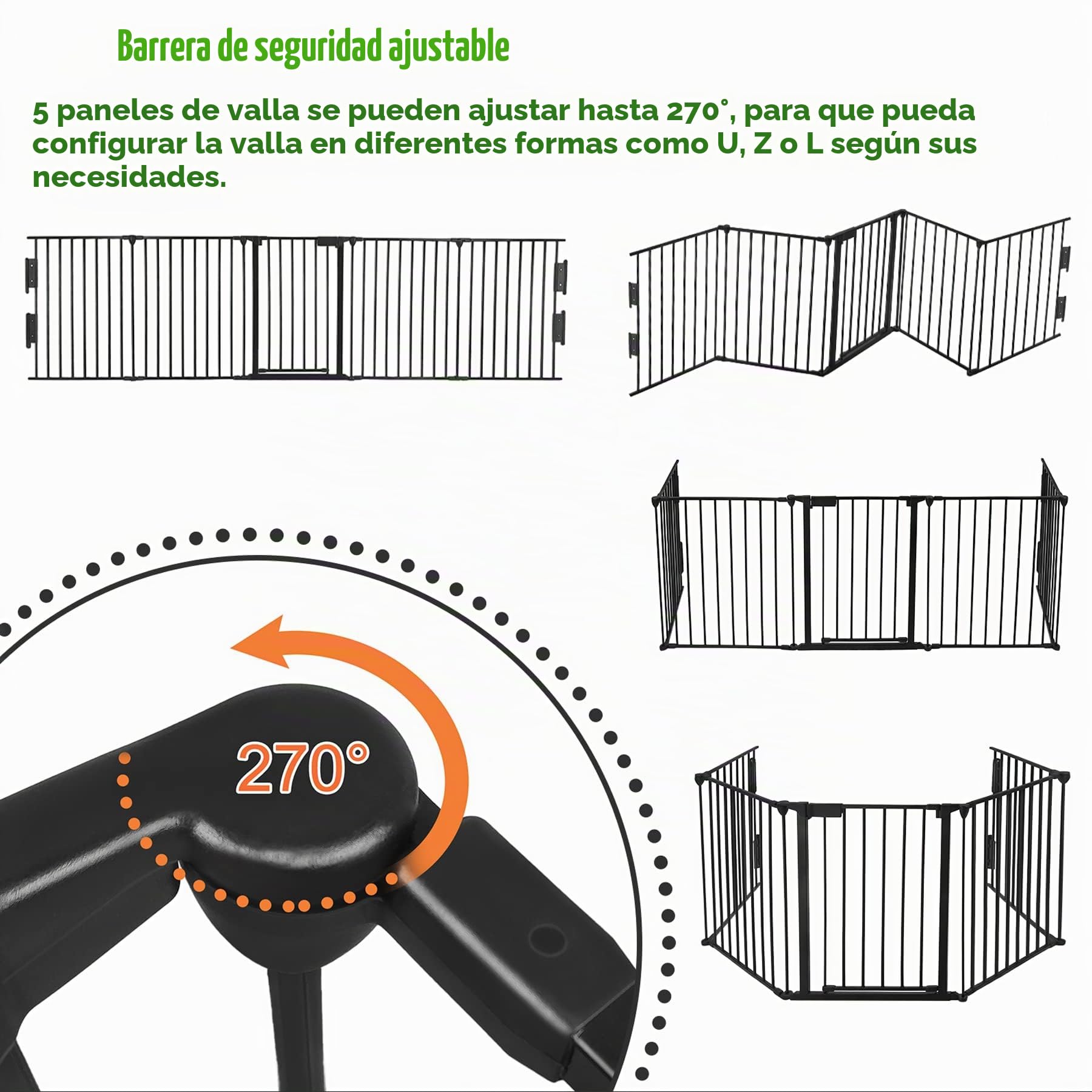 Froadp 75x60cm Parrilla Protectora para Chimenea Barrera con Puerta 5pcs Corral Plegable para Cachorros Valla para Niños 300cm Barreras Metálica Protección de Seguridad para Puertas y Escaleras