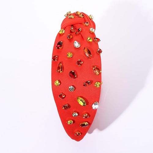 Vista 186 de NVENF Diademas anudadas con diamantes de imitación para mujer, diademas con cuentas de cristal, diadema con nudo superior, diademas de moda