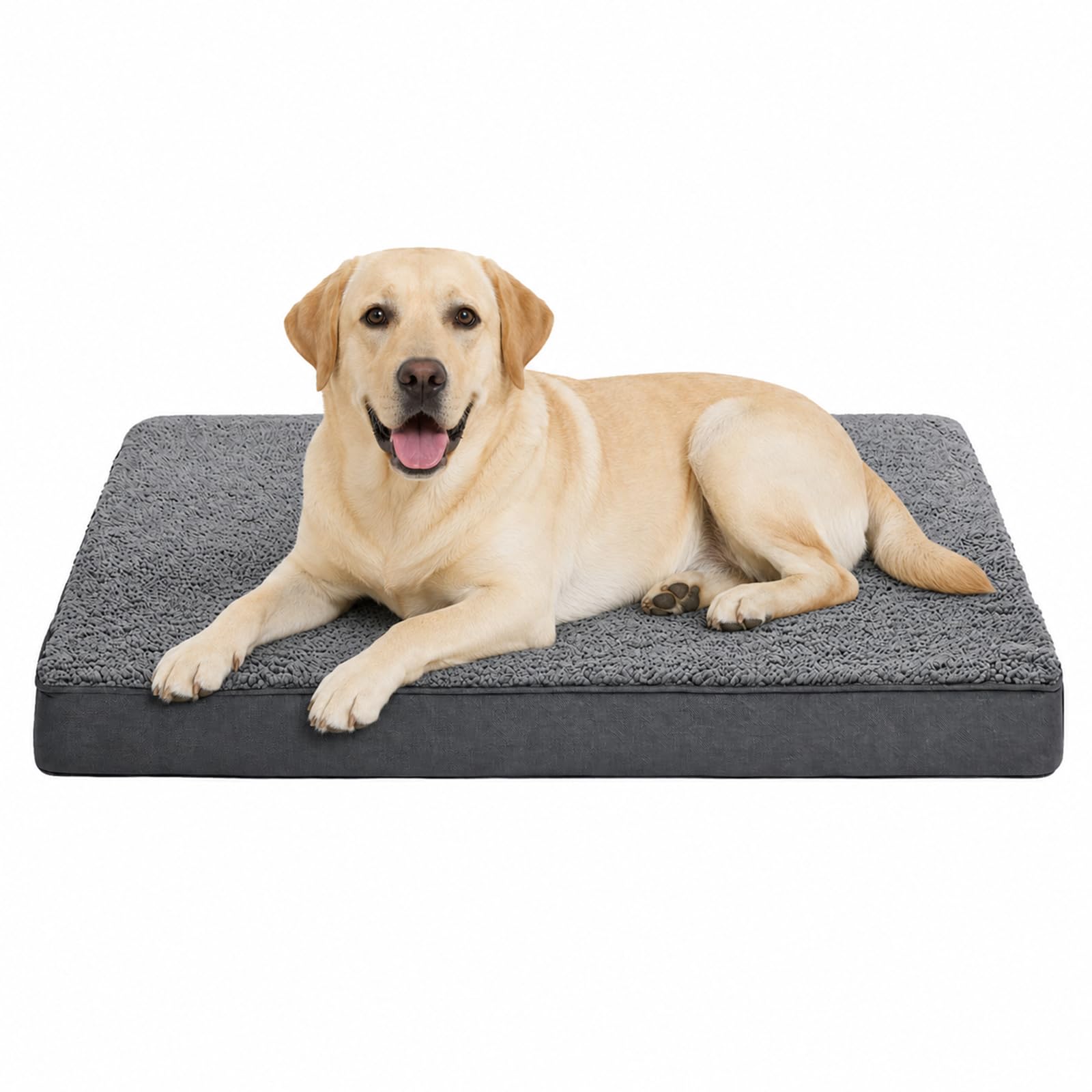 LONGLIV Cama Grande de Espuma para Perros, Cama Ortopédica para Perros, Colchoneta de Espuma con Memoria, Funda Extraíble, Material de Doble Cara, Apto para Todas Las Estaciones (91 x 69 x 7.5CM)