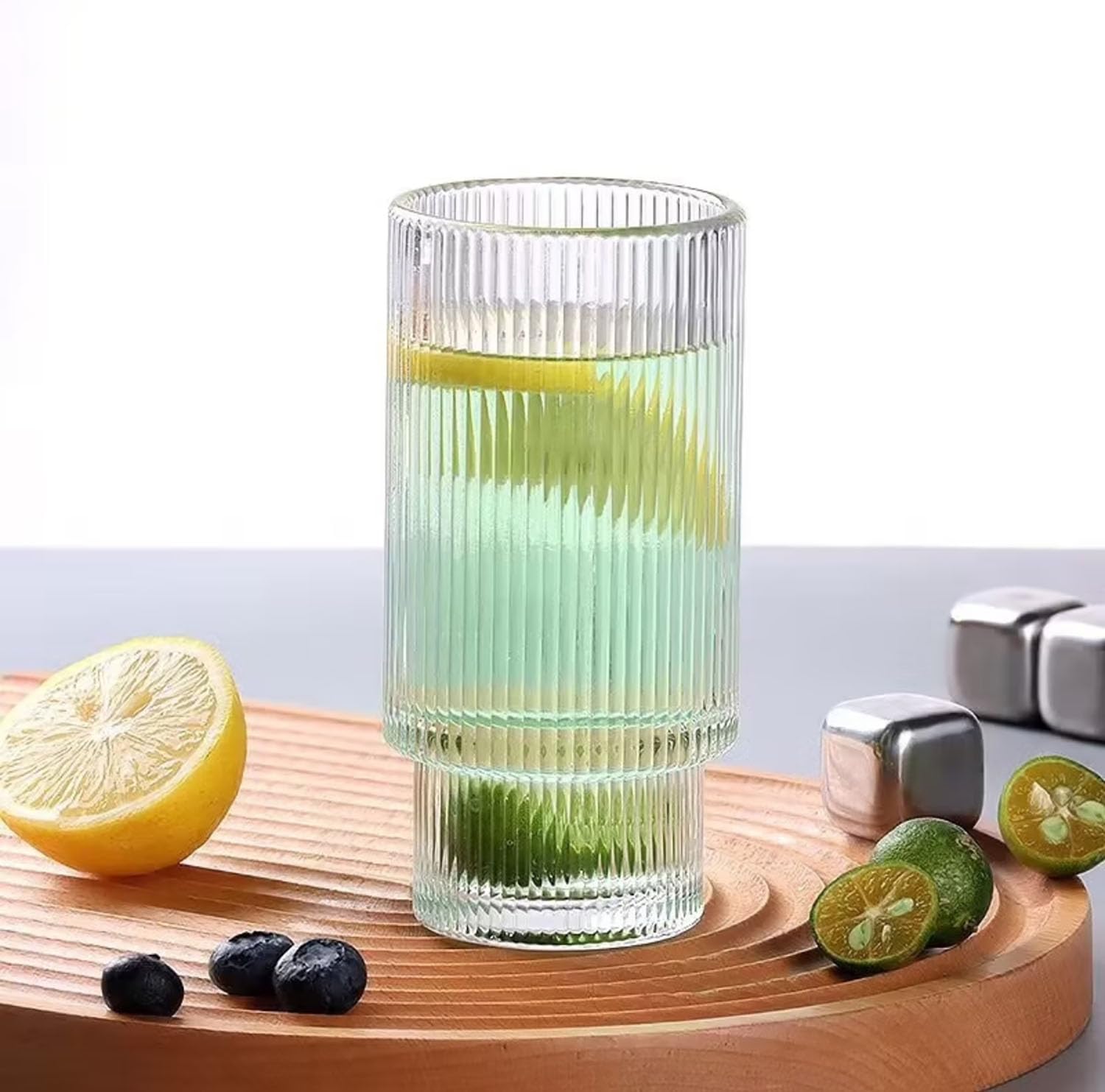 Vasos de vidrio de 16 onzas con tapas y popotes, tazas de café helado con tapa (6 vasos, 6 tapas y 6 popotes)
