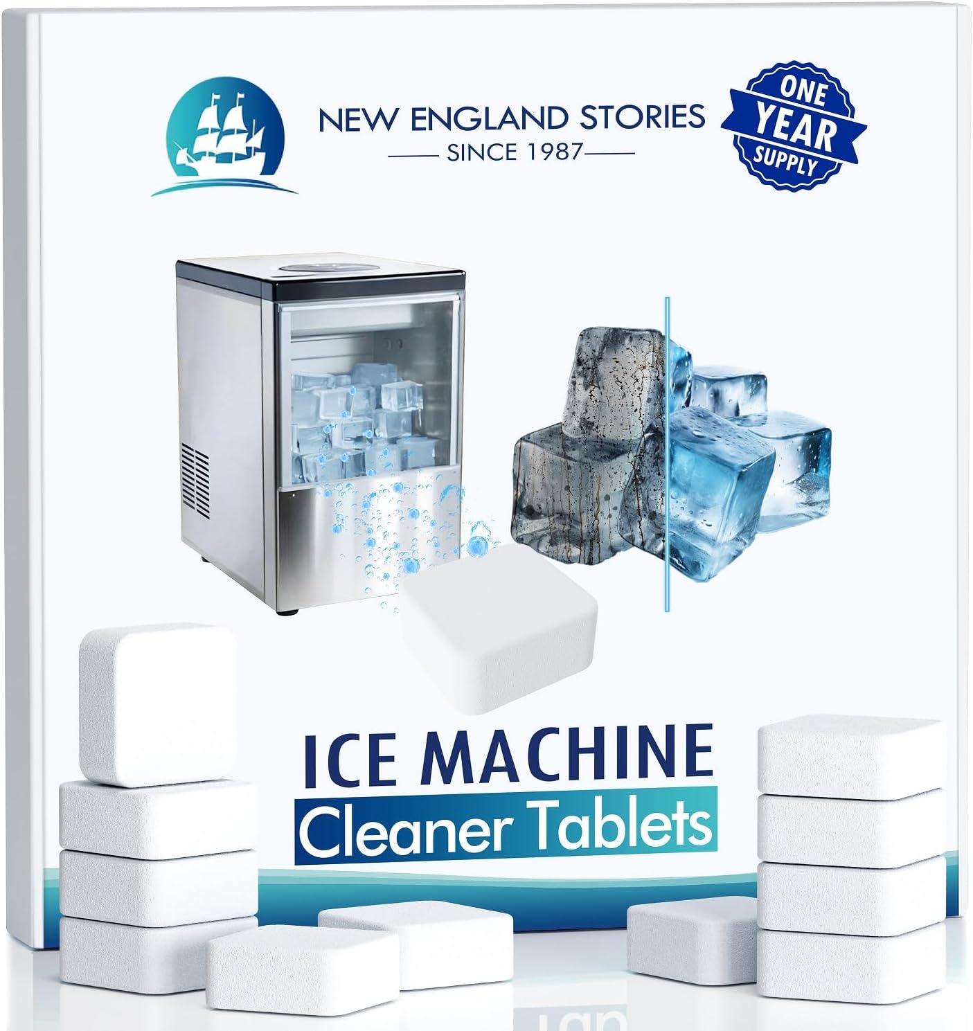 Ice Machine Cleaner and Descaler Tablets, 24 Count Nickel Safe Formula, Scale Remover for Countertop and Nugget Ice Makers, Compatible with GE Opal, GE Profile, Frigidaire, and Kitchenaid