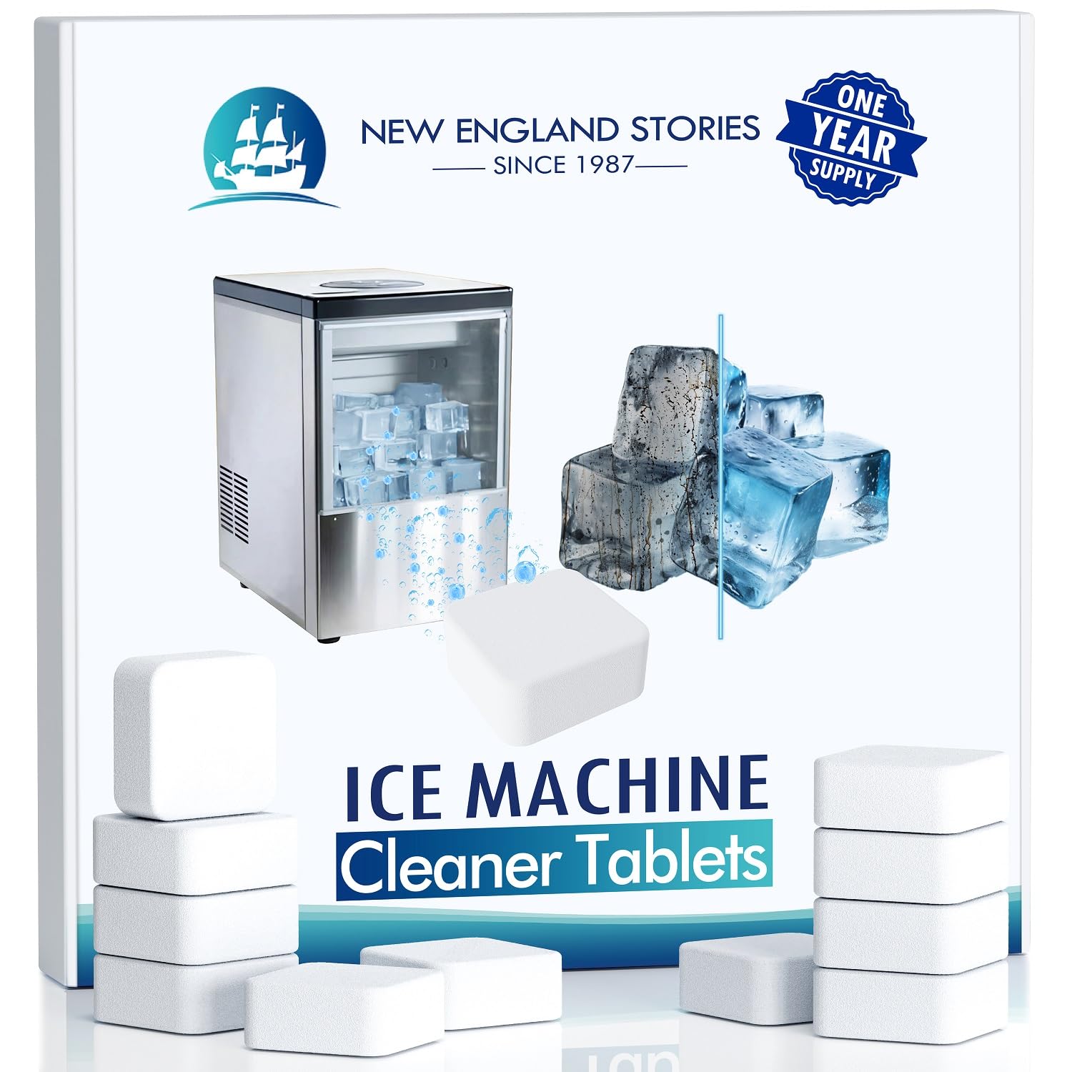 Ice Machine Cleaner and Descaler Tablets, 24 Count Nickel Safe Formula, Scale Remover for Countertop and Nugget Ice Makers, Compatible with GE Opal, GE Profile, Frigidaire, and Kitchenaid