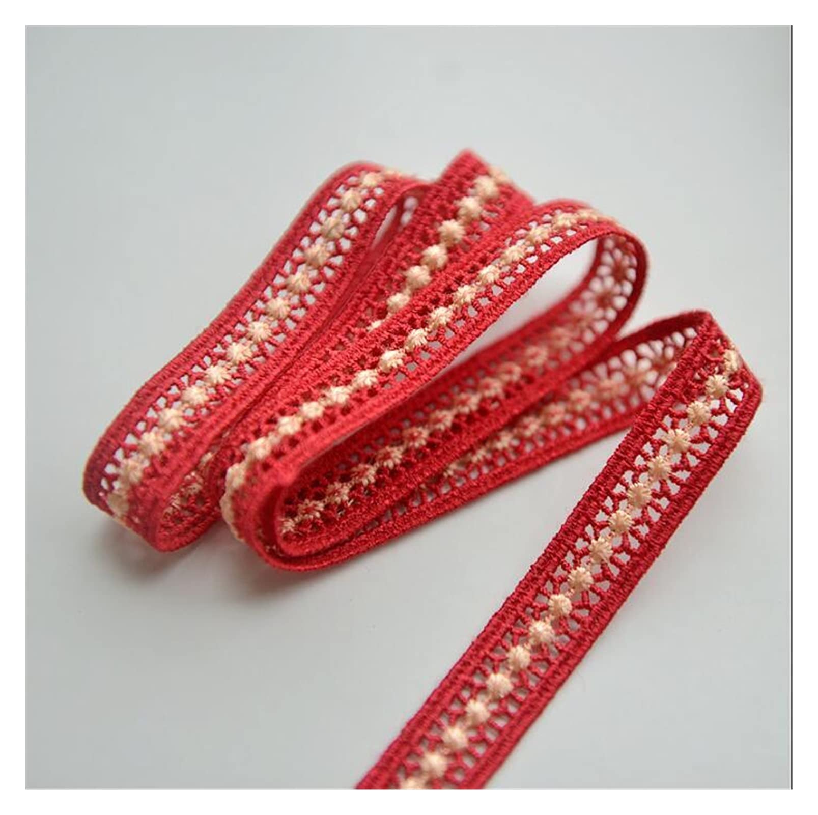 Garniture de dentelle rouge 15mm ruban en tissu de qualité pour vêtement