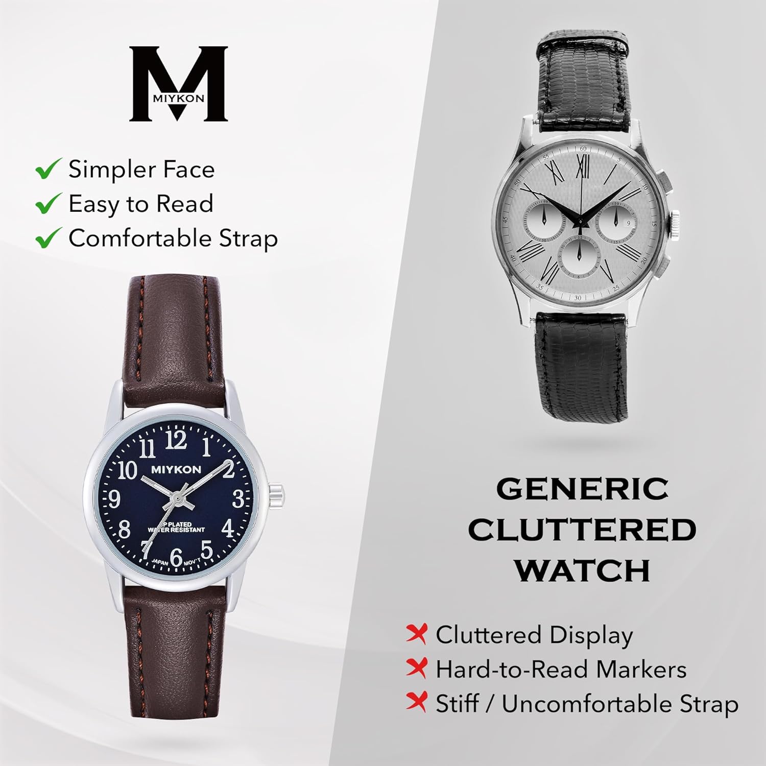 Miykon Ladies Watches for Women - Dainty Analog Womens Watches for Small Wrists with Genuine Leather Strap, Easy Reader Nurse Watch with Second Hand - Japan Quartz, Waterproof to 100ft - Image 6