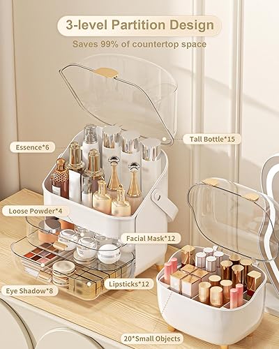 Miniatura 5 de Organizador de maquillaje con soporte para lápiz labial, organizador de cuidado de la piel, caja de almacenamiento de cosméticos, regalos para niñas