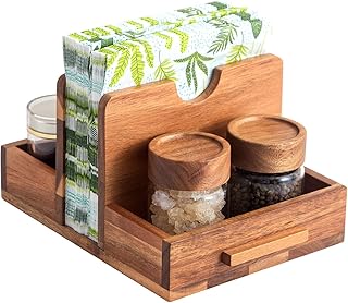 Napkin Holder, Napkin Holders with Built-in Salt Pepper Shakers Caddy, A...