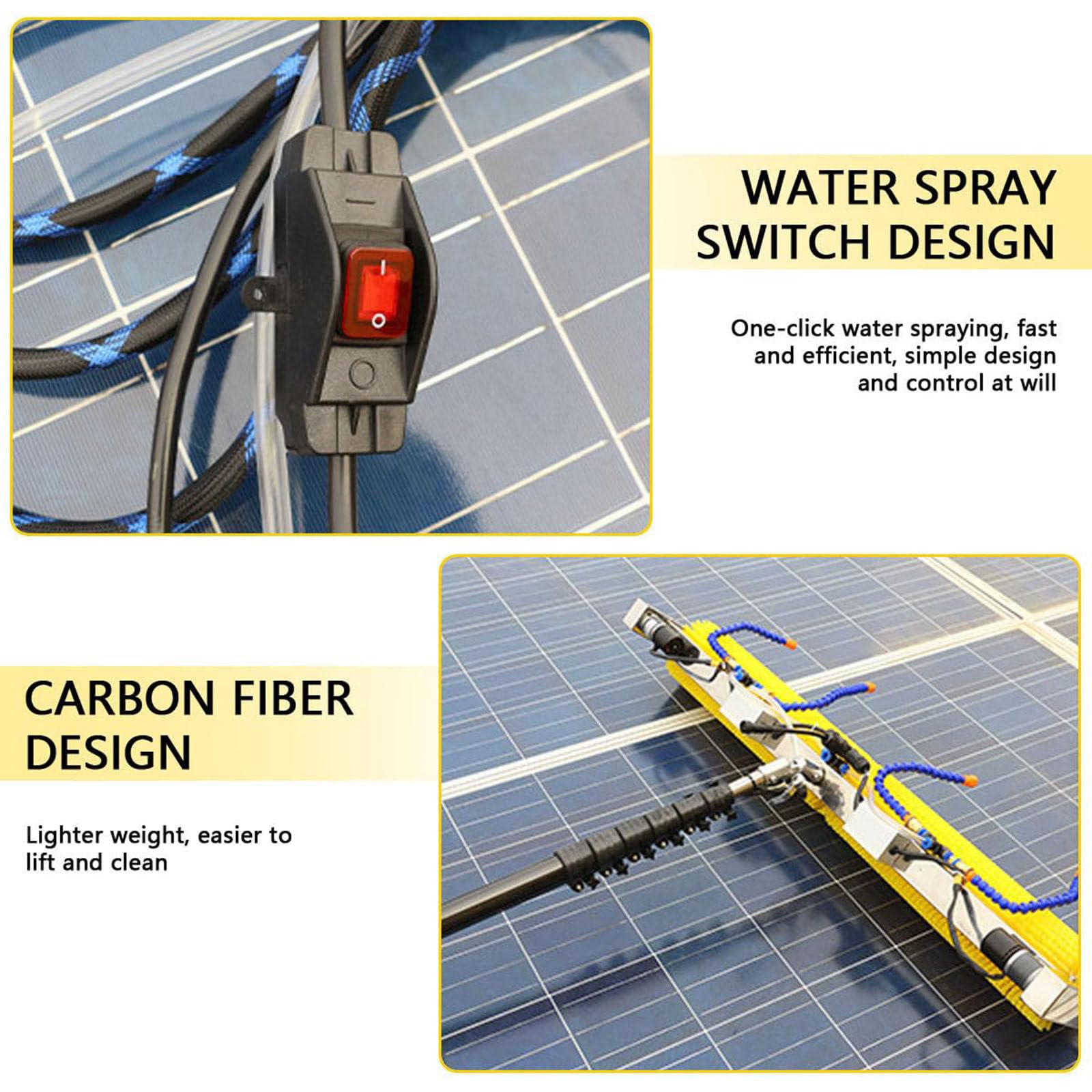 Elektrische Reinigungsbürste für Solar-Photovoltaik-Module mit 100 cm Bürstenrolle und 4,8 m Teleskopstange, Super-Reinigungskraft, Waschgerät für den Außenbereich