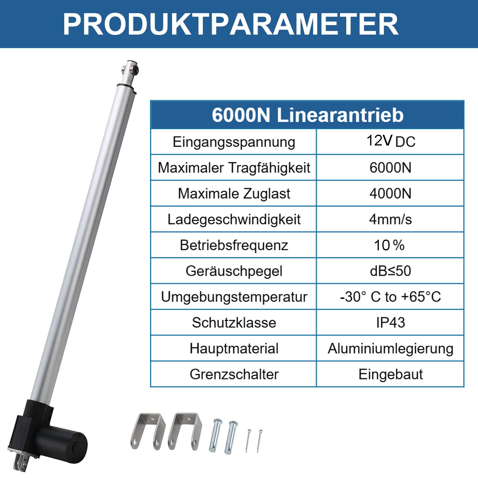 Linearantrieb DC 12V 6000N 150mm Linearmotor Linear Actuator
