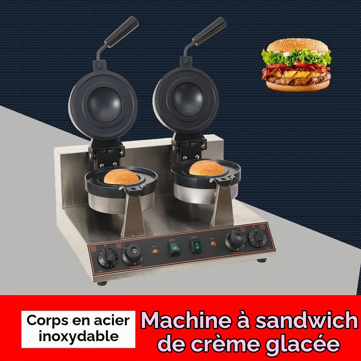 Machine à Hamburger Commercial, Rotatif UFO Burger Maker Machine à glace