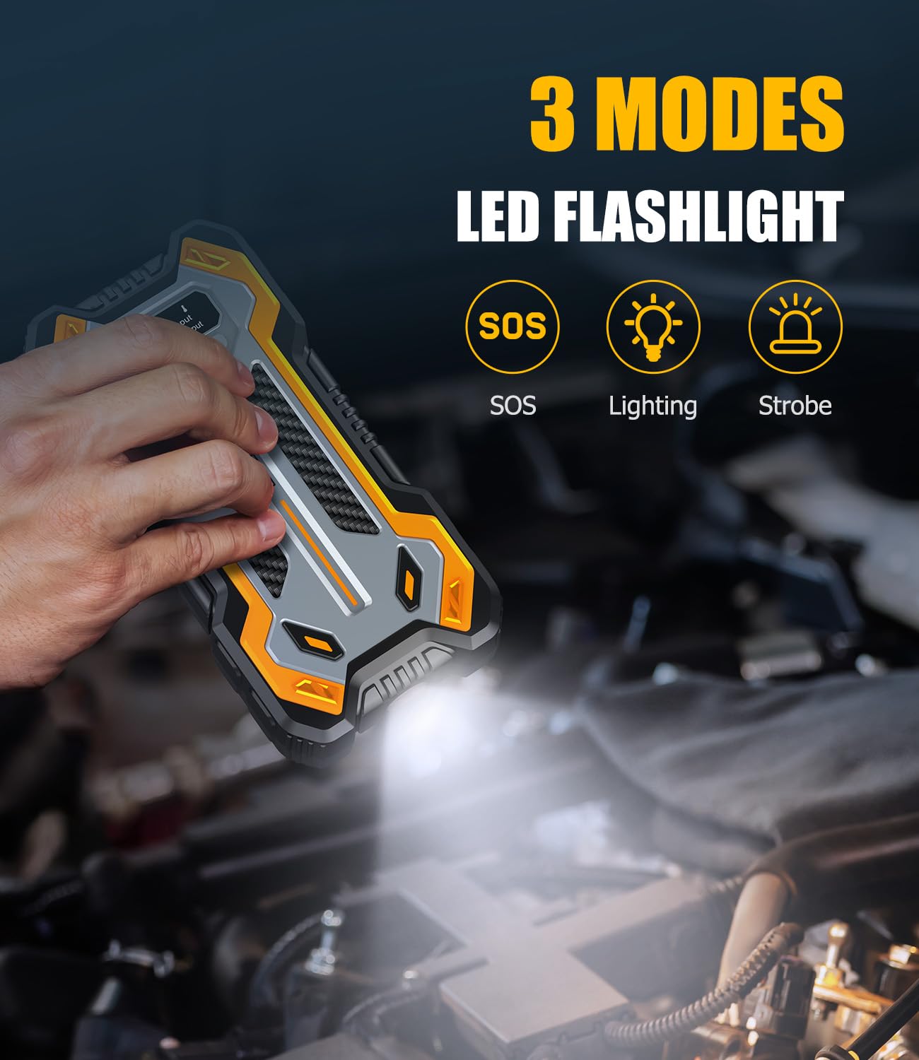 Car Jump Starter, VACASSO 5000A Car Battery Jump Starter for Up to 10L Gas and 8L Diesel Engines, 12V Portable Jumper Starter Power Pack with Booster Car Starter Jump Box, LED Light, Jumper Cable