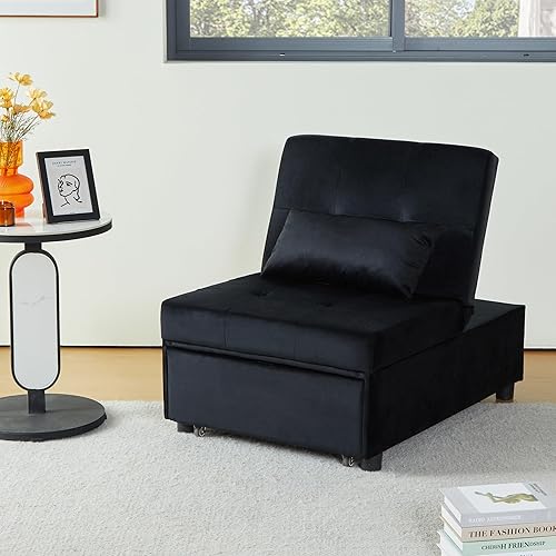 Miniatura 8 de Silla de terraza, sofá cama, silla convertible 4 en 1, otomana plegable multifuncional, moderna, de lino transpirable, cama de invitados con cama