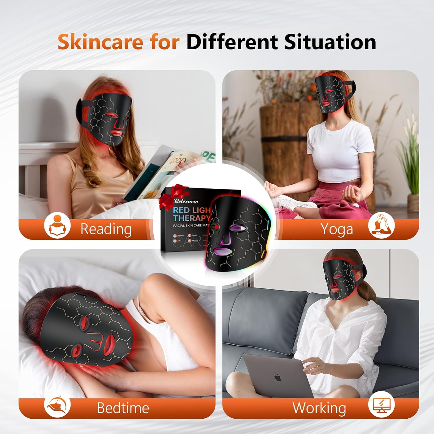 LED Fcae Mask Light Therapy, 8 Modes 288 Beads Red Light Therapy for Face, Portable Remote Timer, 630nm & 850nm Infrared Therapy Mask for Anti-Aging, Skin Rejuvenation at Home - Image 5