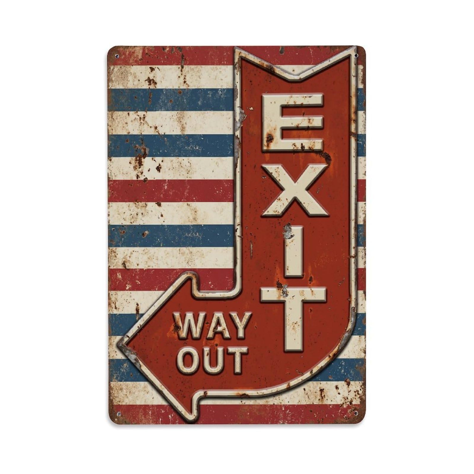 Exit This Way Out Universal Symbol Vintage Metal Tin Sign Plaque Wall Decor for Cafe, Club, Garden Metal Poster 8x12Inch