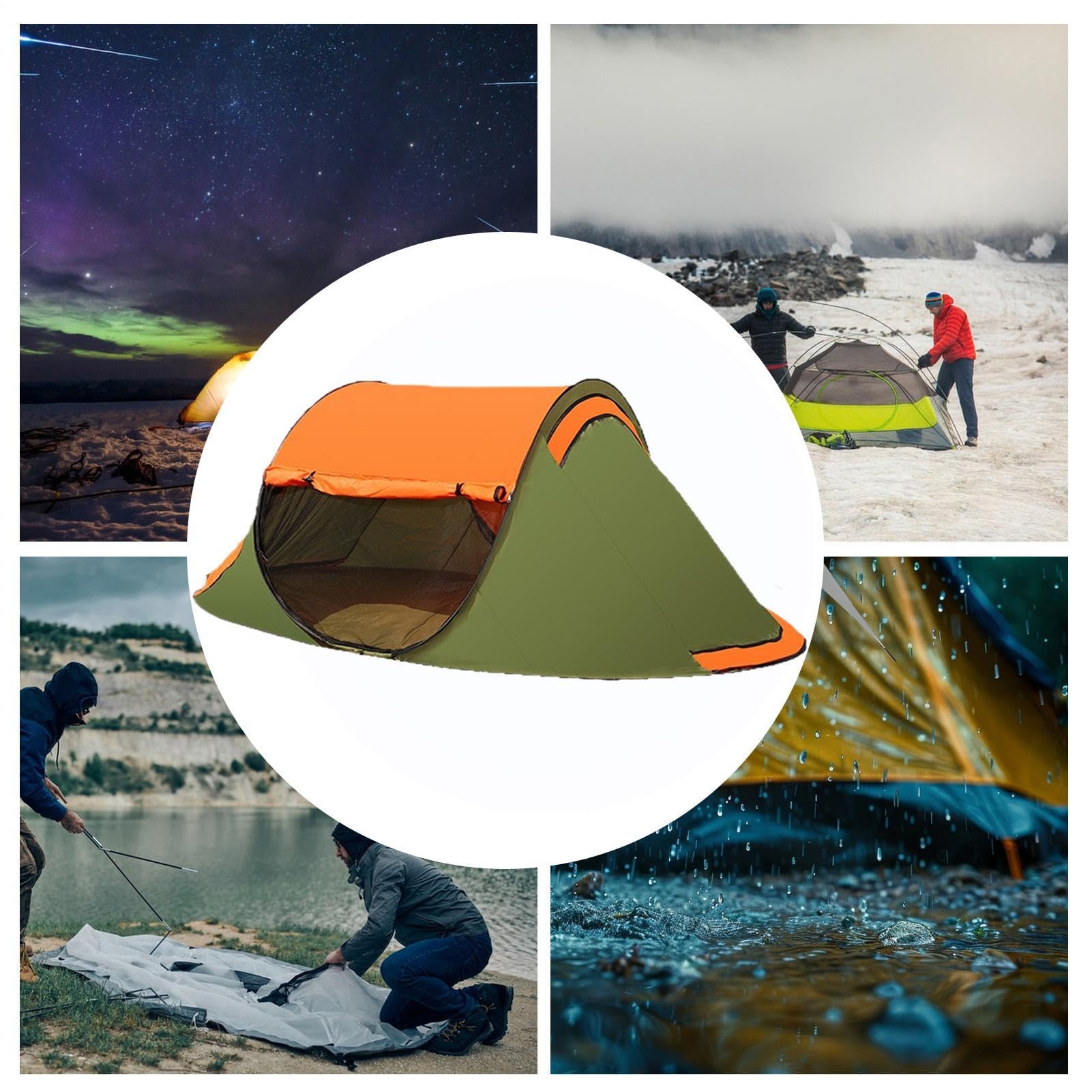 Tenda da Esterno Portatile Istantanea Impermeabile | Tenda da Campeggio Impermeabile per 3-4 Persone per Giardino, Lago, Montagna, Spiaggia, , Backpacking, Trekking e Viaggio