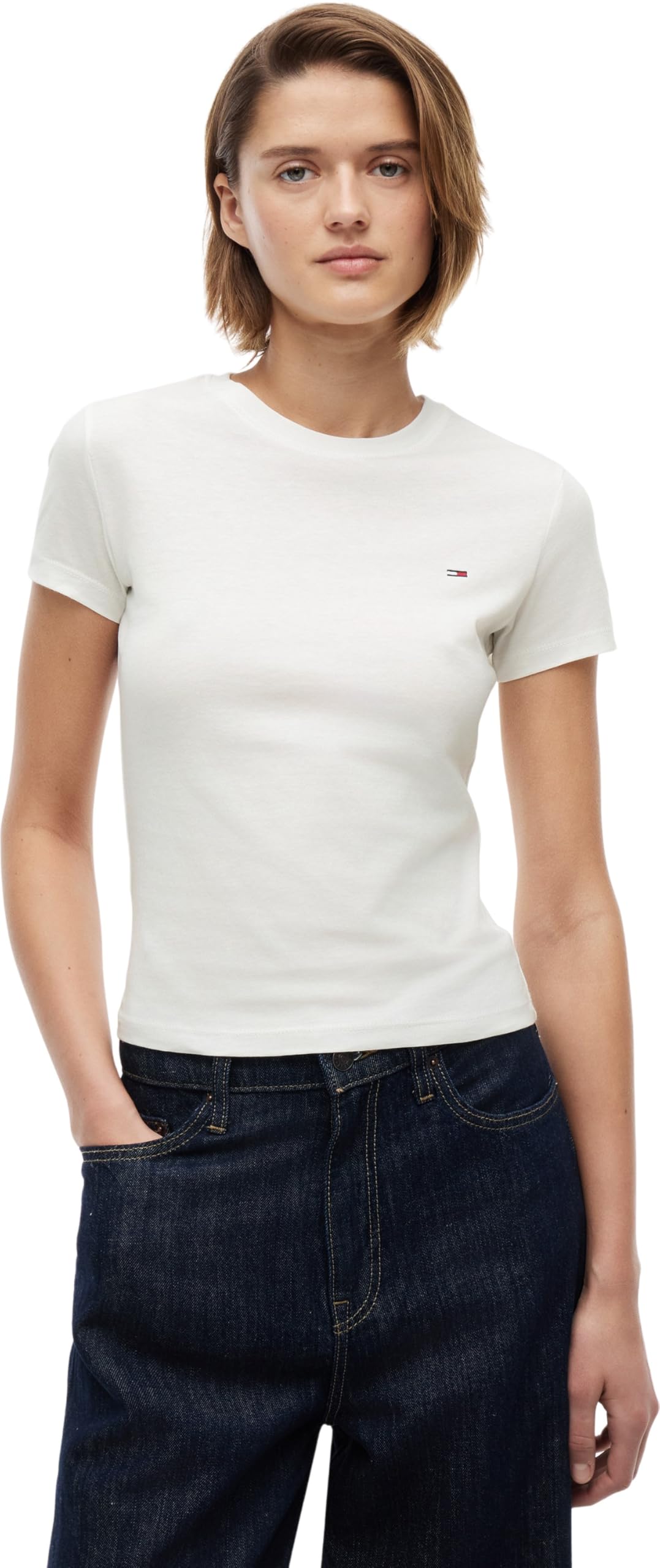 Tommy Jeans Camisetas de Manga Corta Mujer Pack de 2 con Cuello Redondo