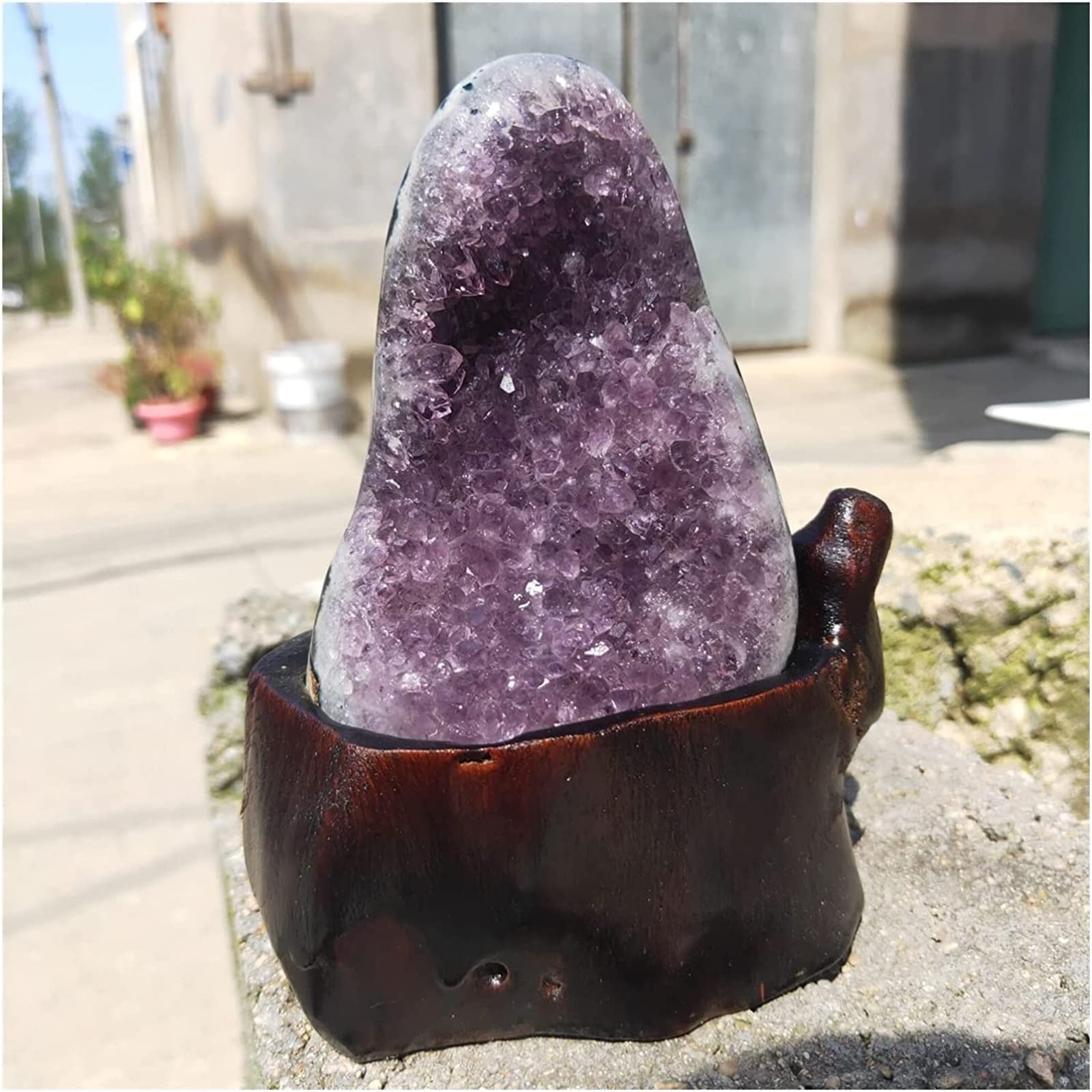 Amethyst Rough Stone Uruguay Stein Amethyst Geode Kristall Quarz Cluster Home Decor Display Amethyste (Size : 800-900g)