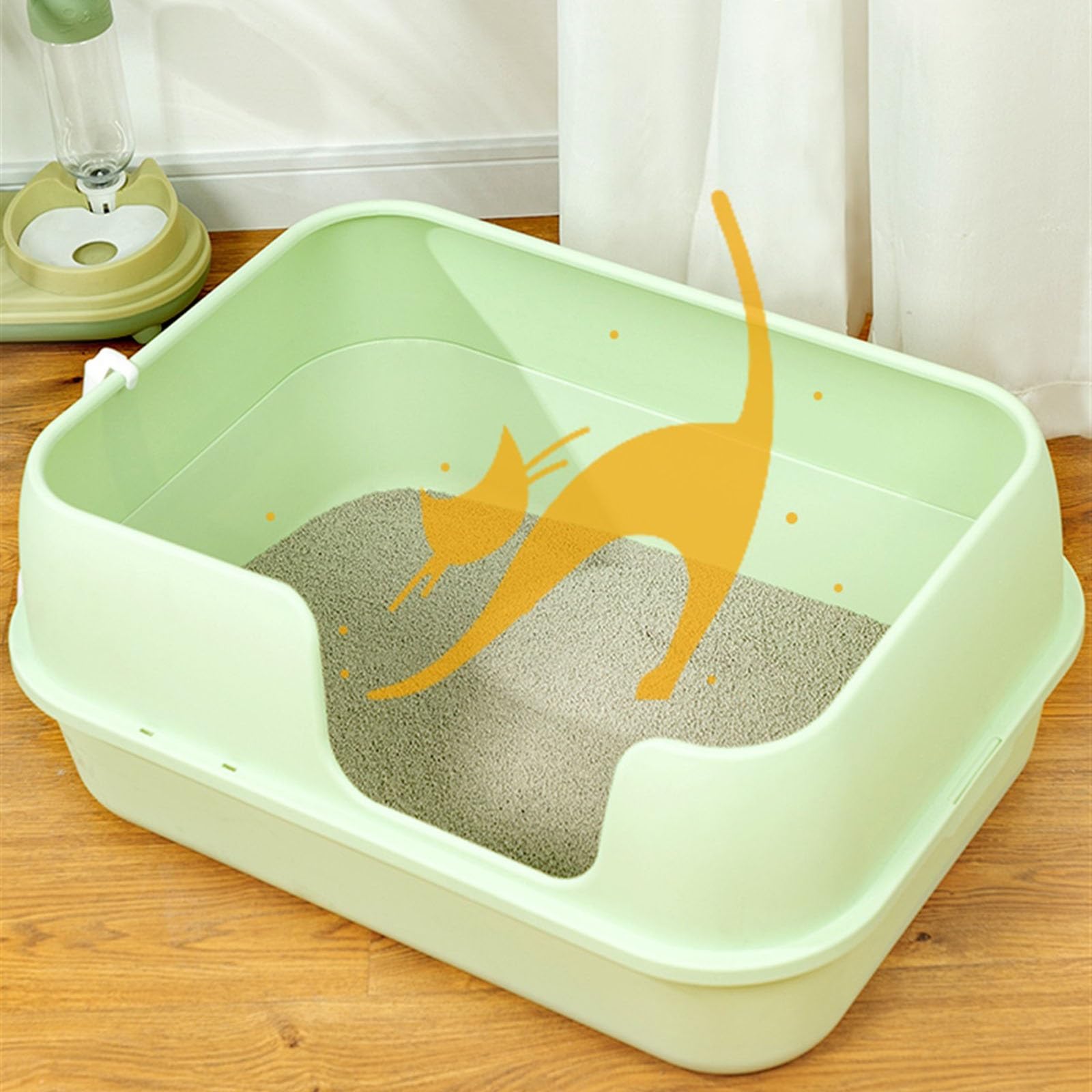 Katzentoilette, halbgeschlossene Katzentoilette, hochseitige Katzentoilette für große Katzen, halbgeschlossenes abnehmbares Katzenreinigungsbecken, Kätzchen-Toilette für Kleintiere/Kaninchen