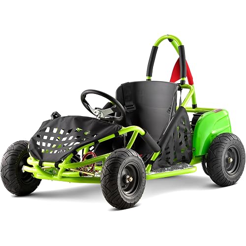 MOSTA Electric Go Kart, 1000W 48V Powerful Go-Kart, Tubular Frame, 13" All Terrain Pneumatic Tires, Protected Roll Bars, Gokart with Parental Speed Control (Green)