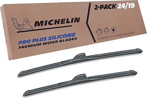 Michelin 40-2419SPBA Pro Plus - Paquete de 2 limpiaparabrisas de silicona de 24 y 19 pulgadas, para Volkswagen, Chevrolet, Ford, BMW, Dodge, Honda,