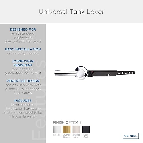 Miniatura 3 de Gerber Maneta universal para tanque de inodoro GA70036054BS acabado negro satinado