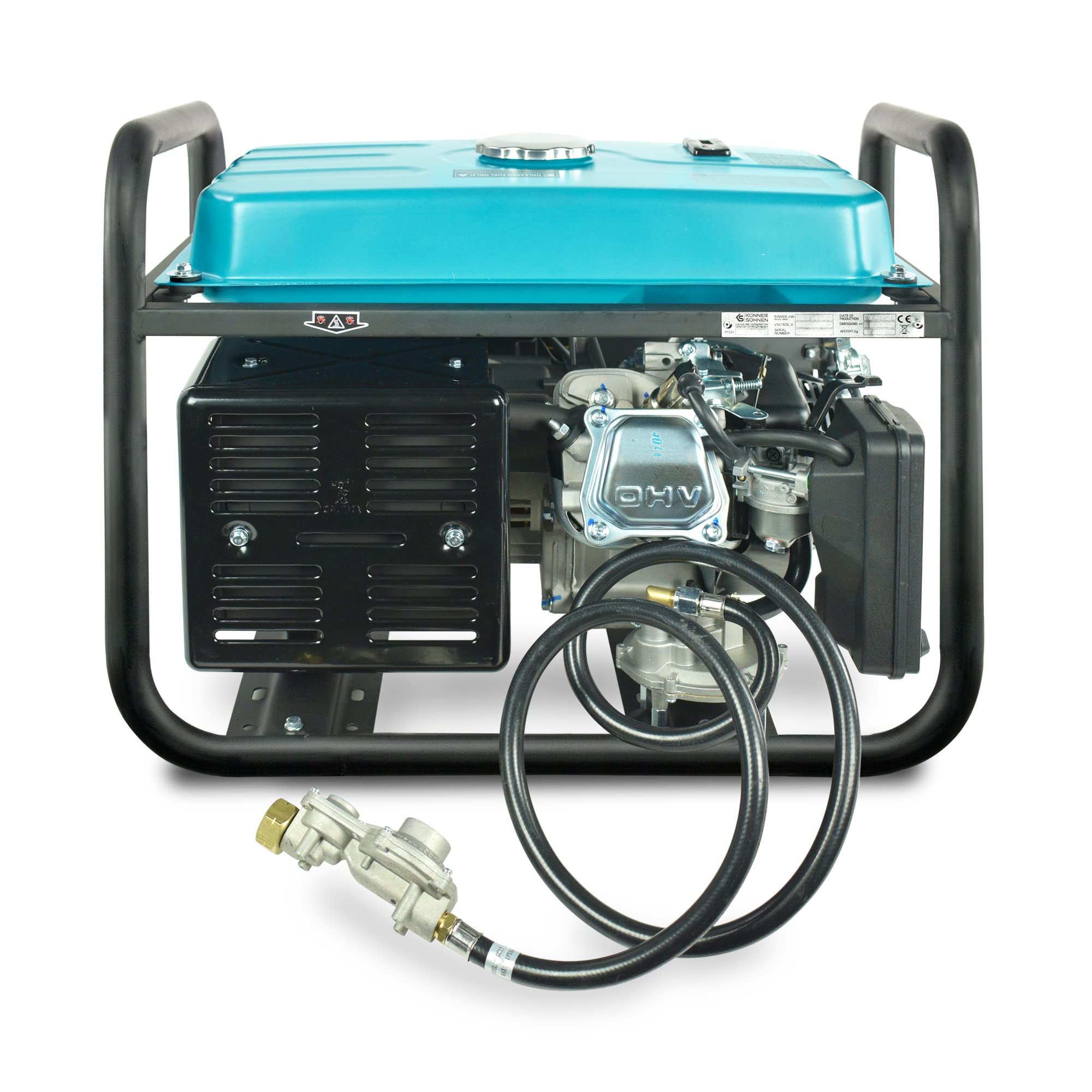 K&S Könner&Söhner KS 9000E G - Generador de gasolina (6500 W, toma manual y eléctrica, 1 x 16 A, 1 x 32 (230 V), 12 V con AVR, generador de corriente con protección contra cortocircuitos